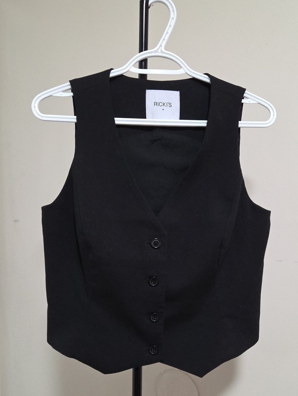 Ricki's Black Sleeveless Button Front Vest